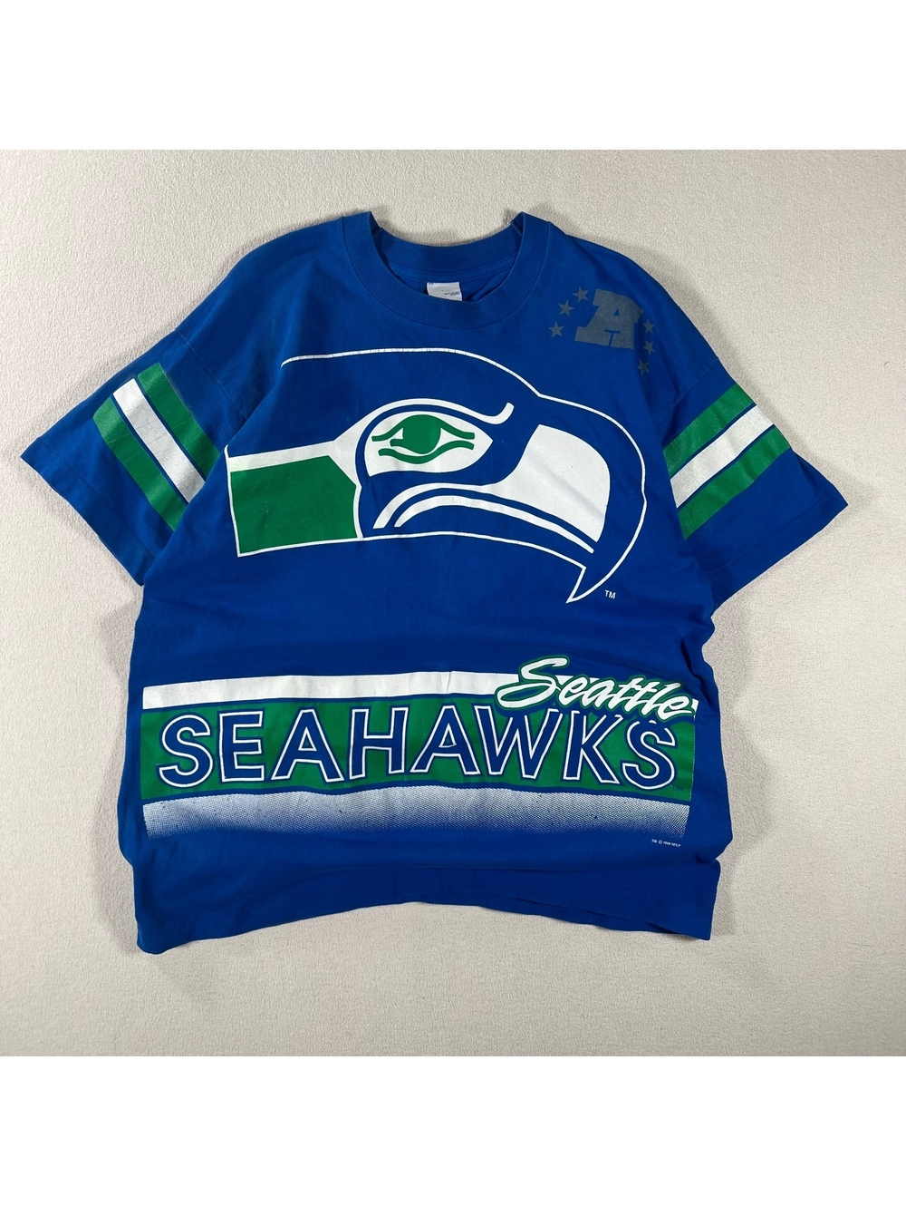Vintage Seattle Seahawks large print jersey style tee